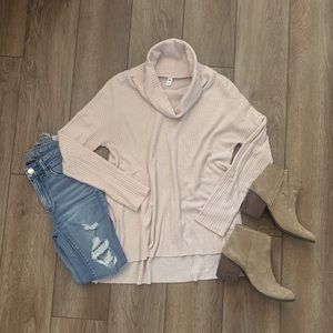 BP waffle knit cowl neck top